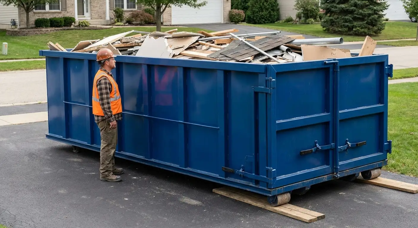 Dumpster loaded correctly to avoid overage fees in Lumberton, TX