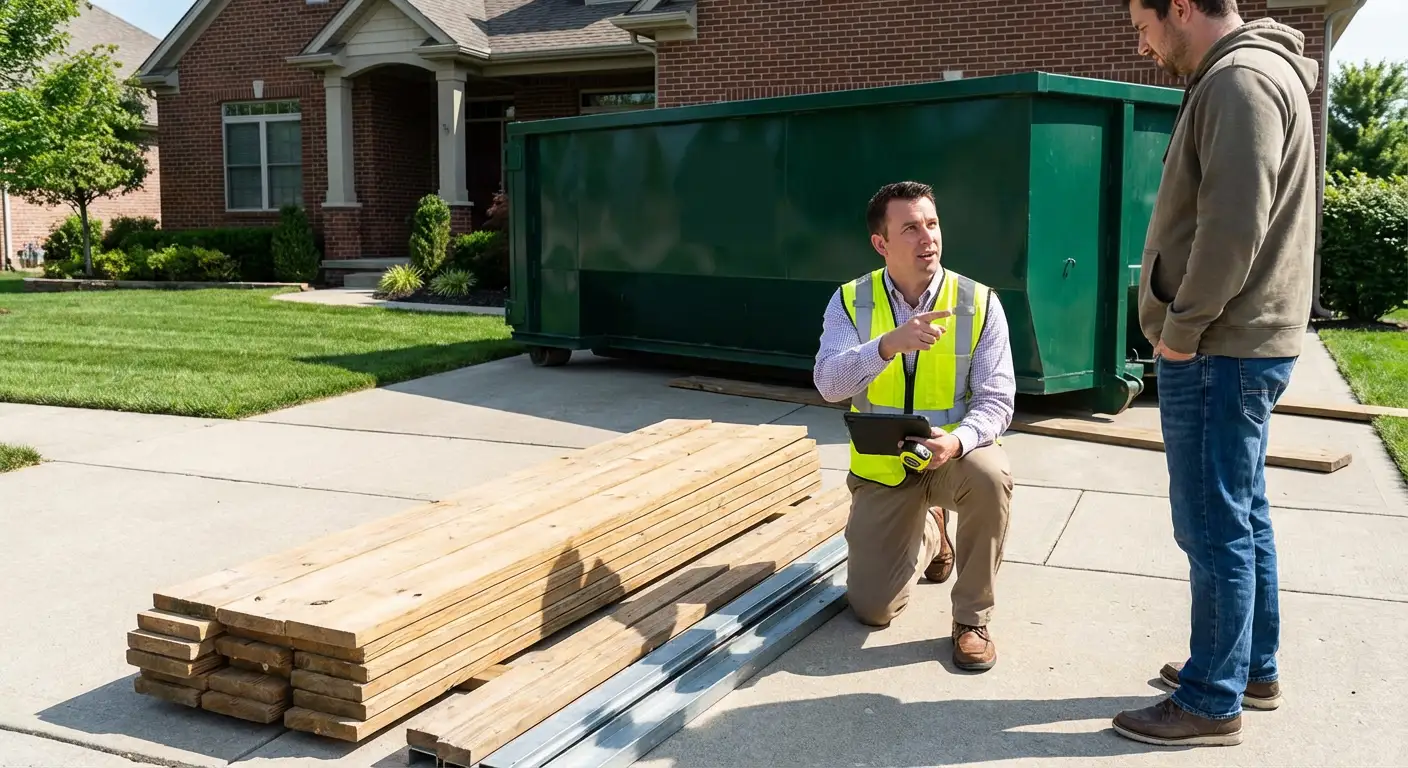 Dumpster rental delivery truck in Lumberton
