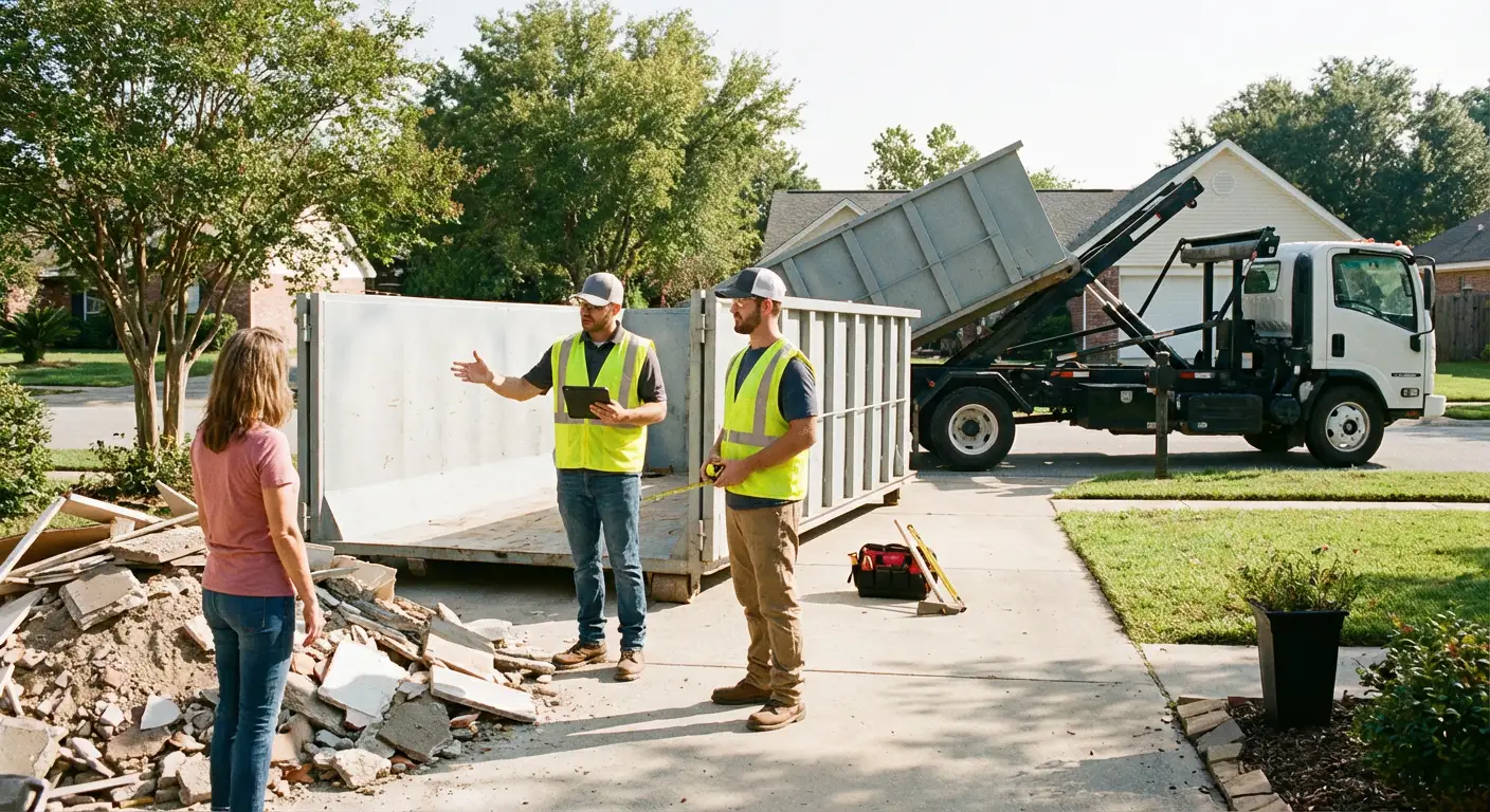 Big Thicket Roll-Offs dumpster delivery truck in Lumberton, TX